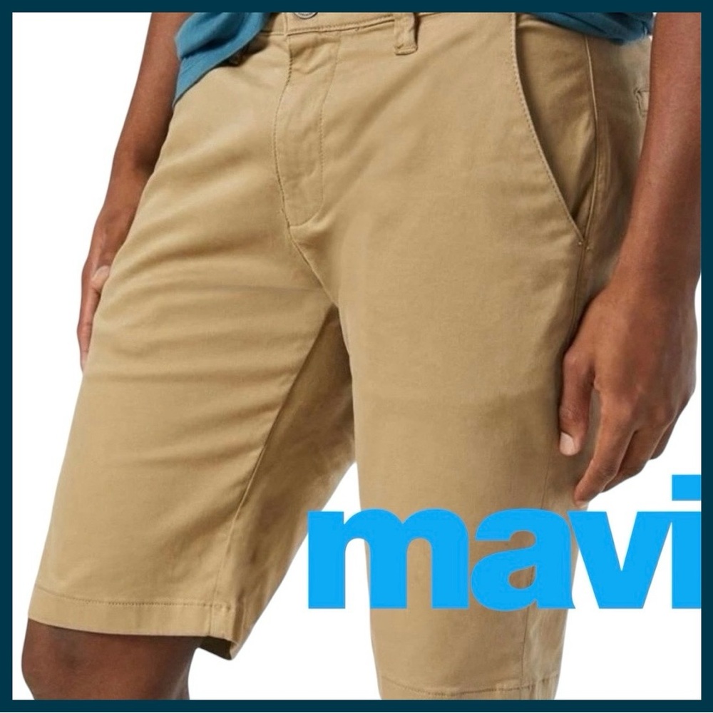 Mavi Jacob Khaki 11" Flat Front Shorts (32)